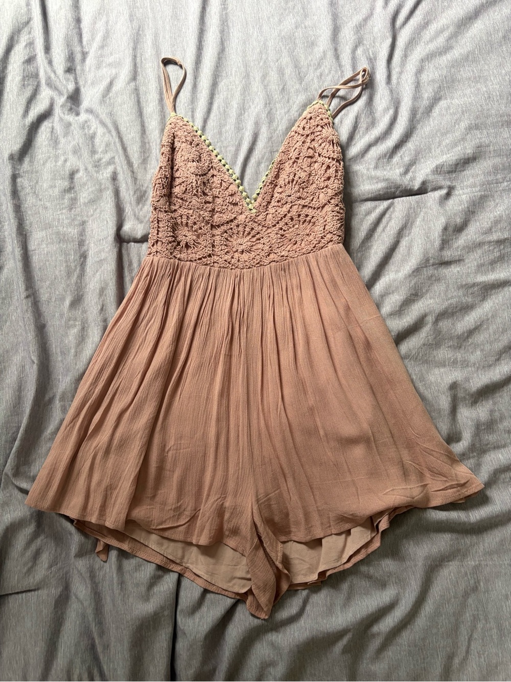 ILLA ILLA Dusty Rose Crochet Bodice Romper